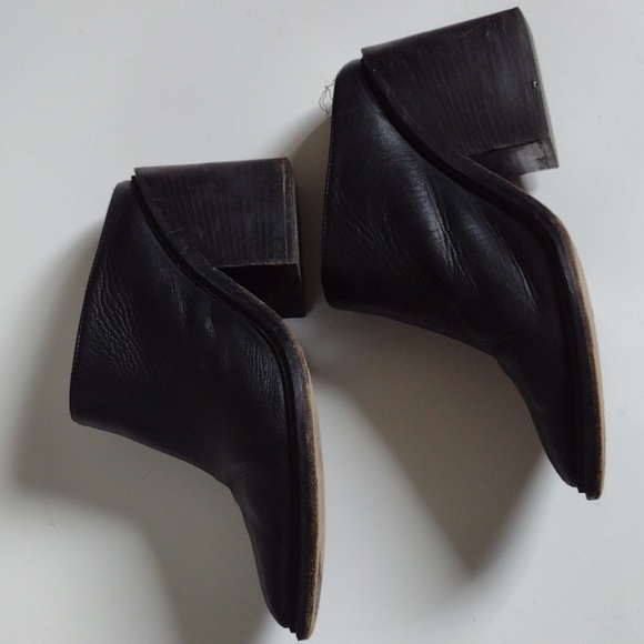 Helmut Lang Schist Leather Pointed Toe Mule Heel EU 37 Whimsigoth Goth - Picture 10 of 14